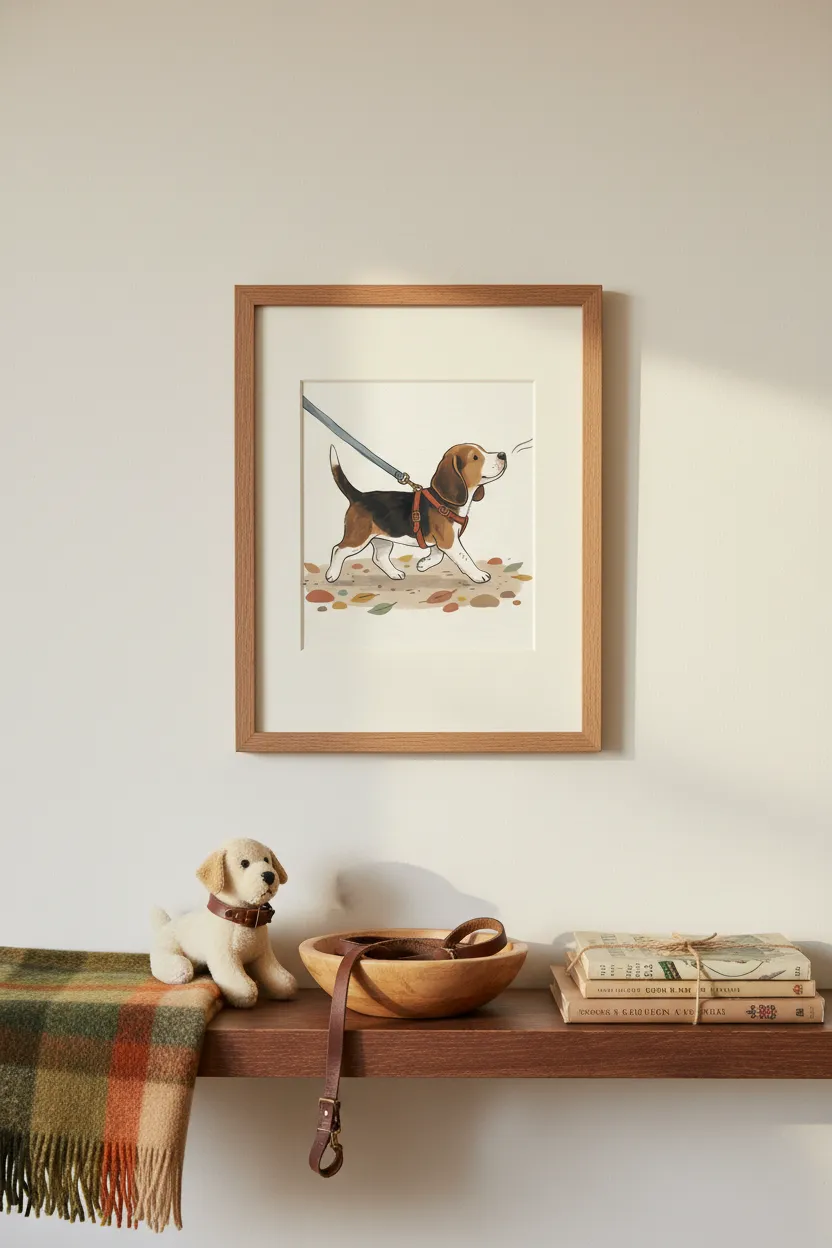 Beagle on Leash Print