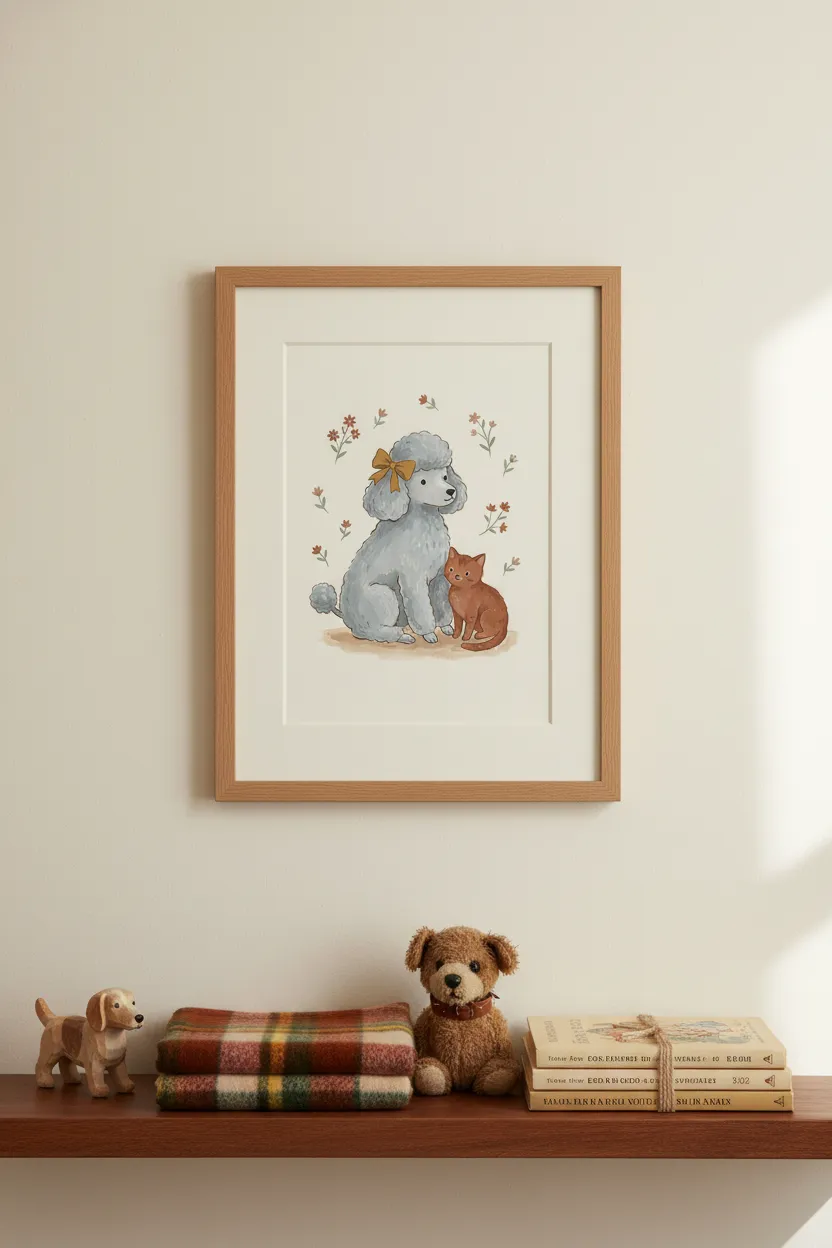 Poodle and Kitten Print