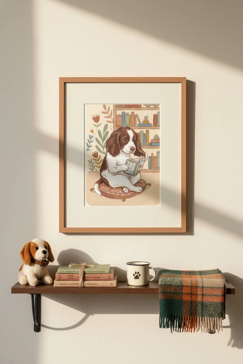 Spaniel Reading Print