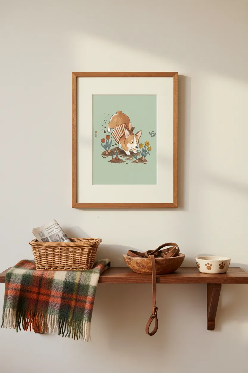Corgi Garden Print