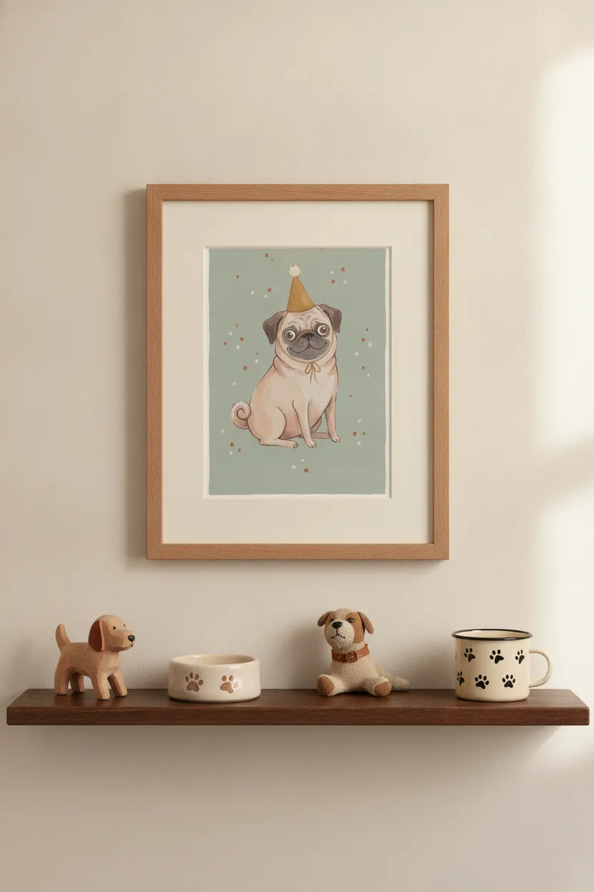 Party Hat Pug Print