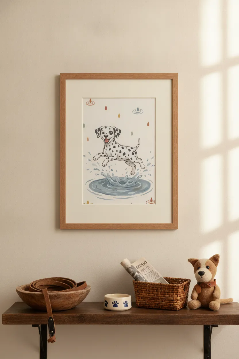 Dalmatian Puppy Puddle Splash Print
