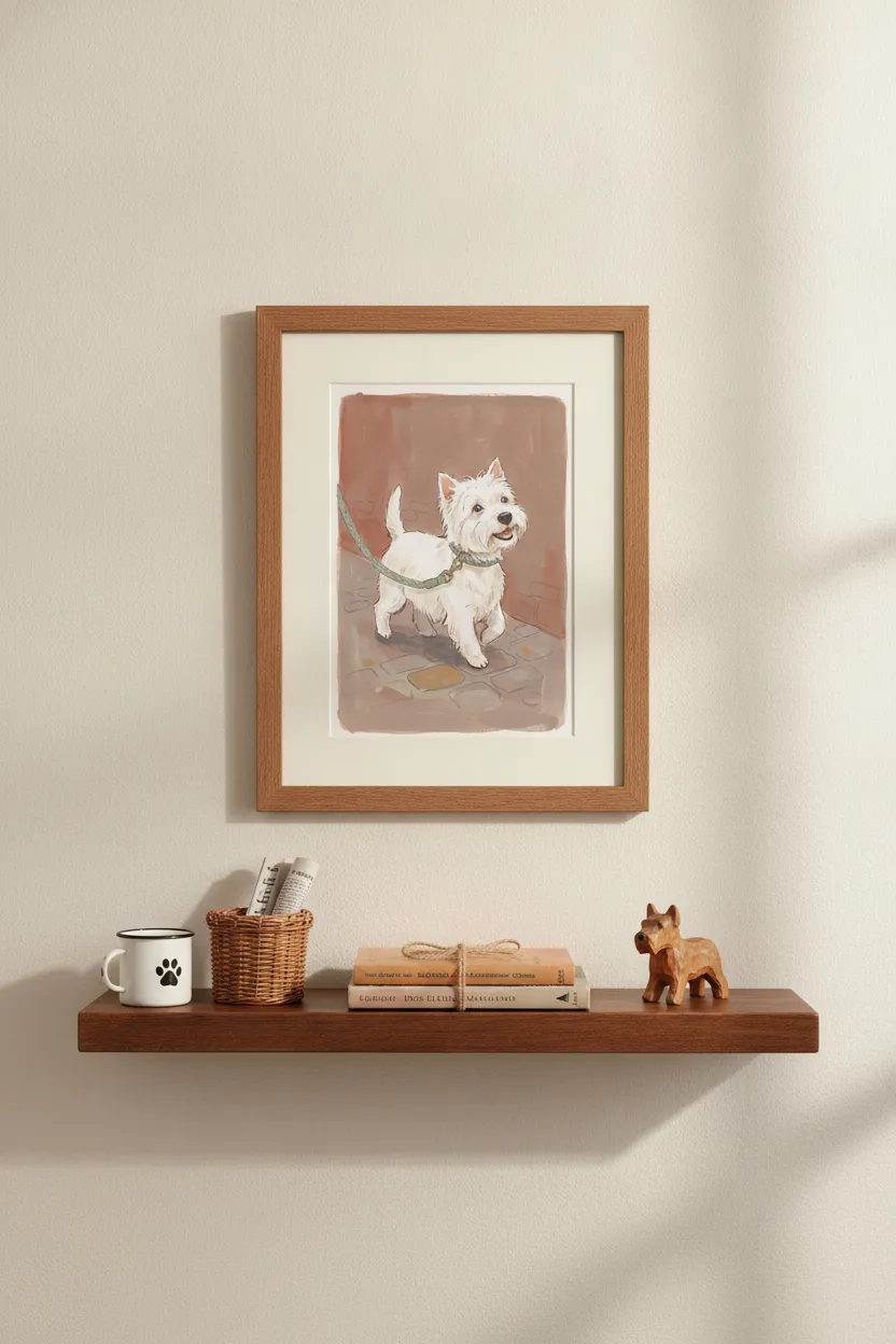 Westie On Leash Print