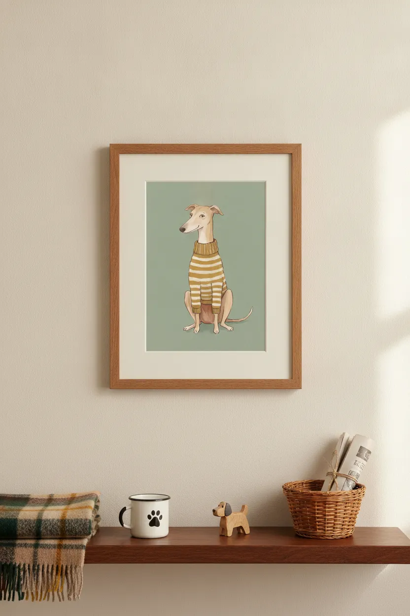 Greyhound in Striped Sweater Print