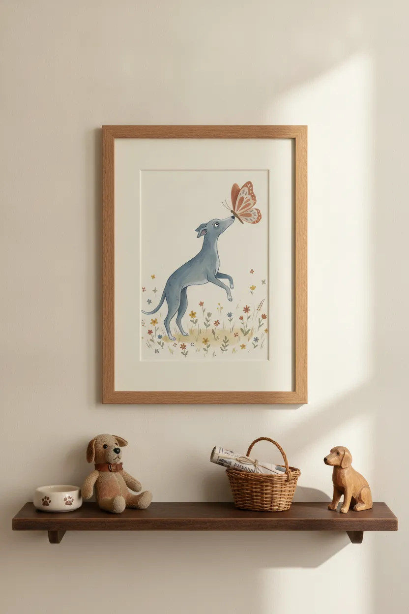Whippet and Butterfly Print