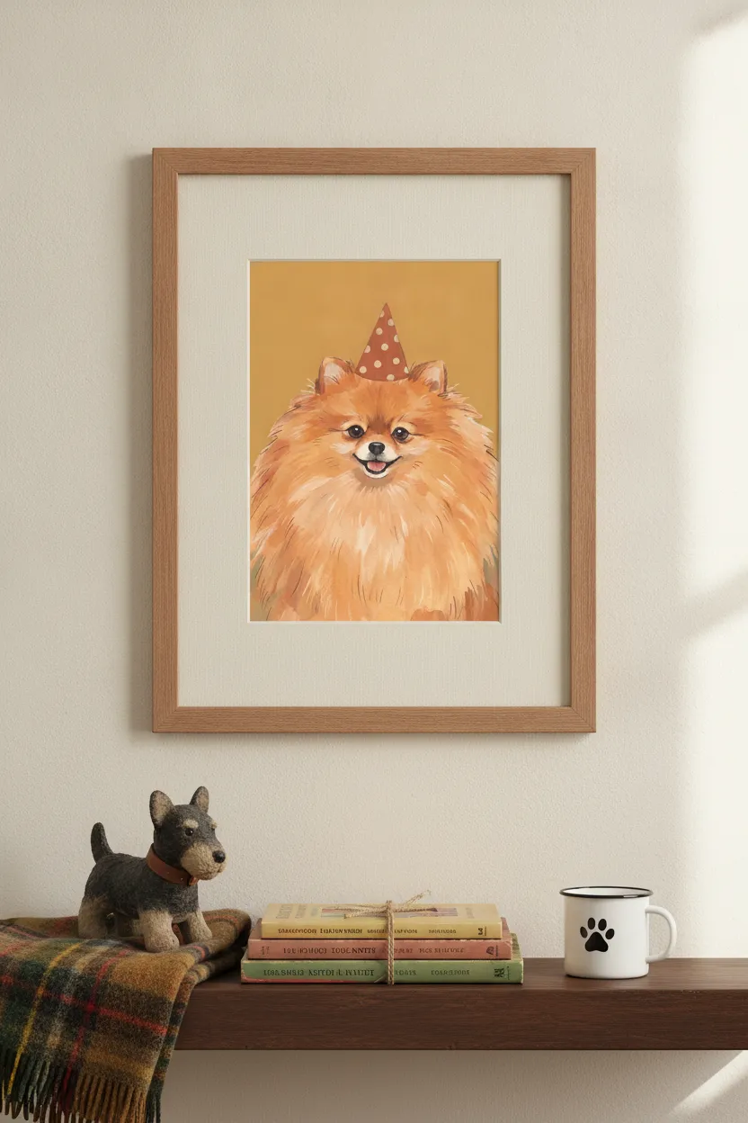 Pomeranian Party Hat Print