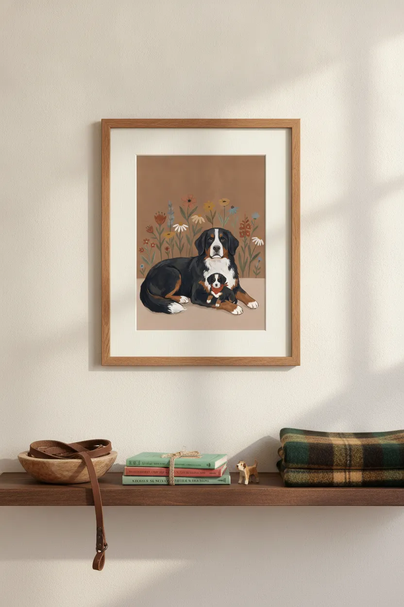 Bernese Mountain Dog & Puppy Print