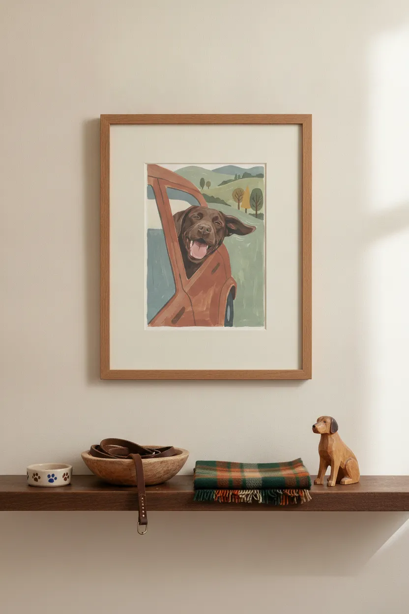 Chocolate Lab Car Ride Print