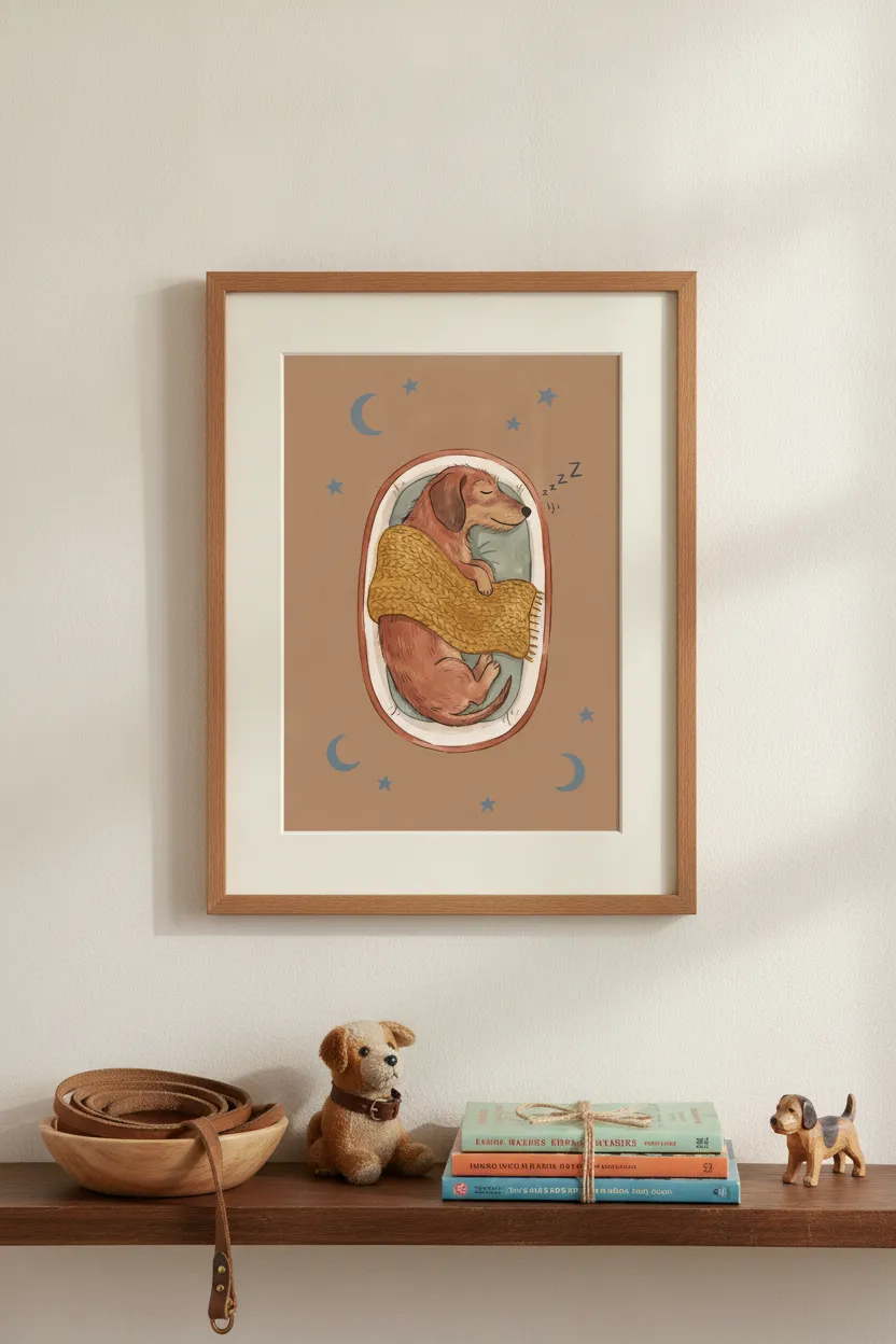 Sleeping Dachshund Print