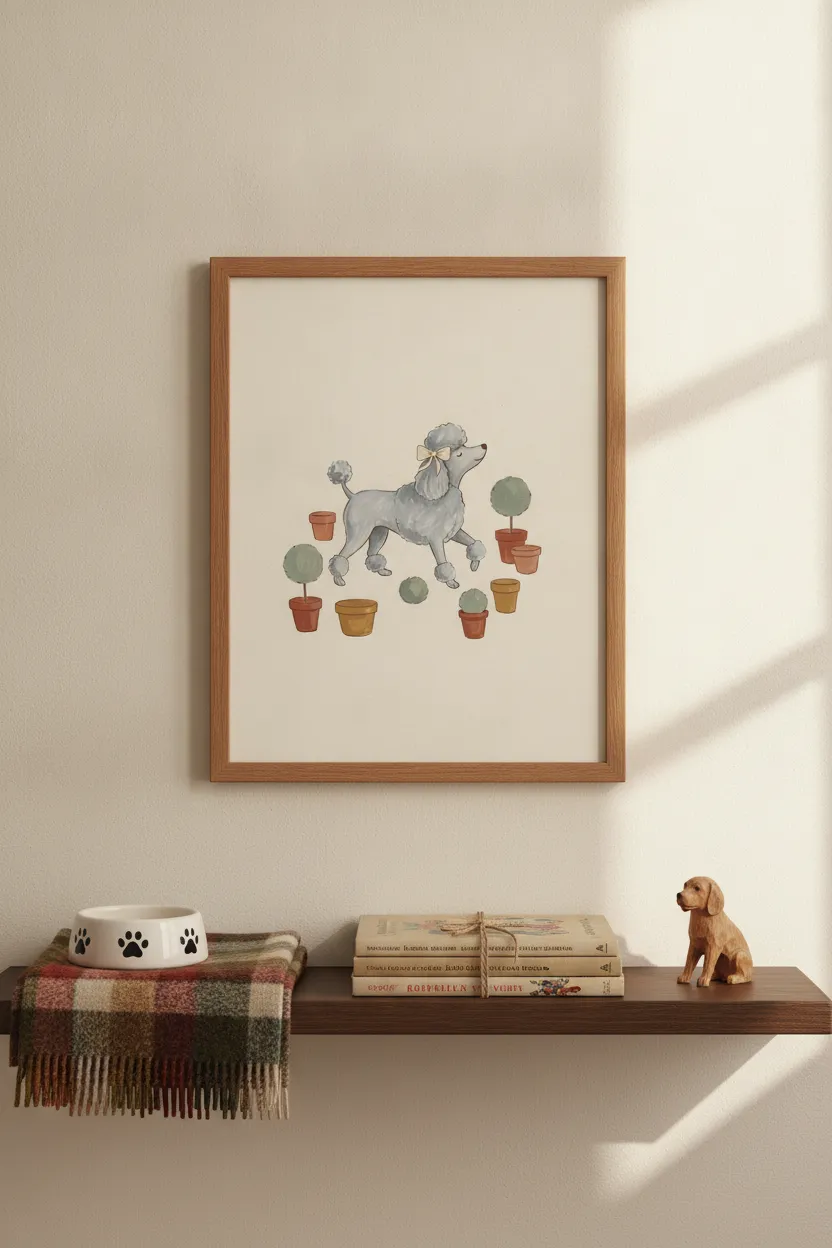 Grey Poodle Garden Print