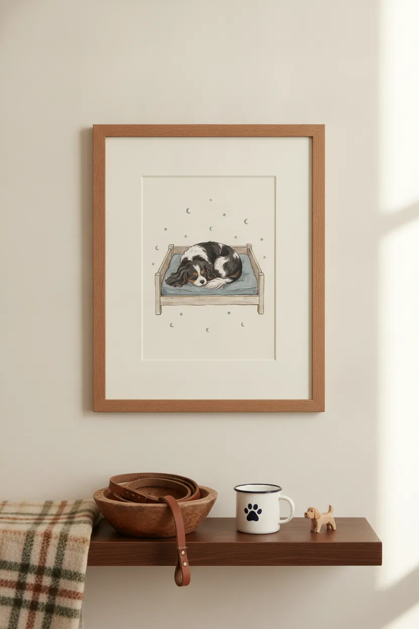 Sleeping Cavalier King Charles Spaniel Print