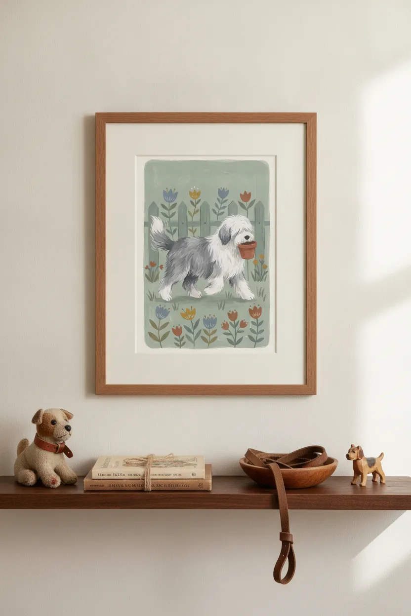 Sheepdog Garden Print