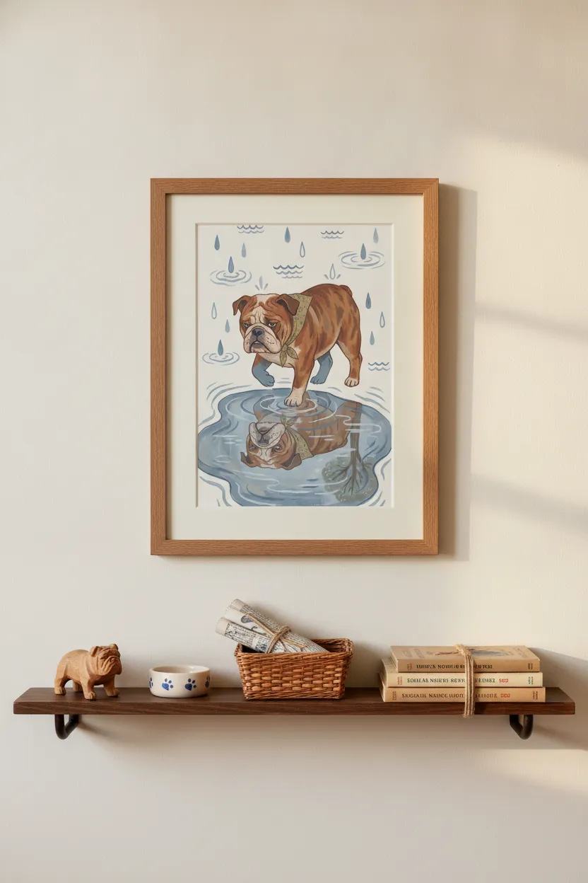 English Bulldog Puddle Print