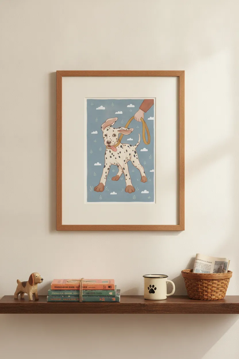 Dalmatian Puppy on Leash Print