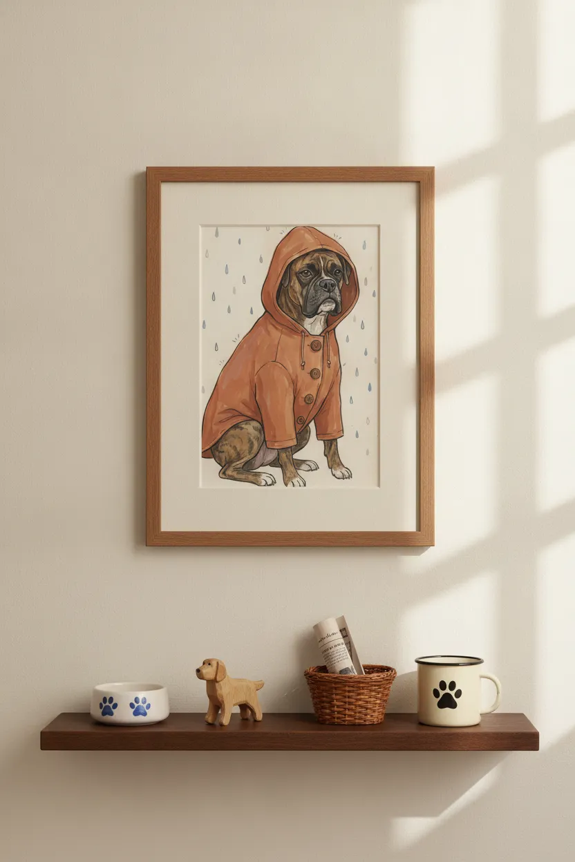Boxer in Raincoat Print