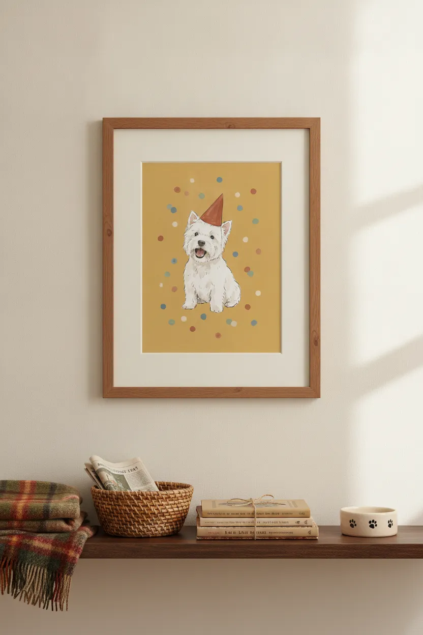 Westie Party Hat Print