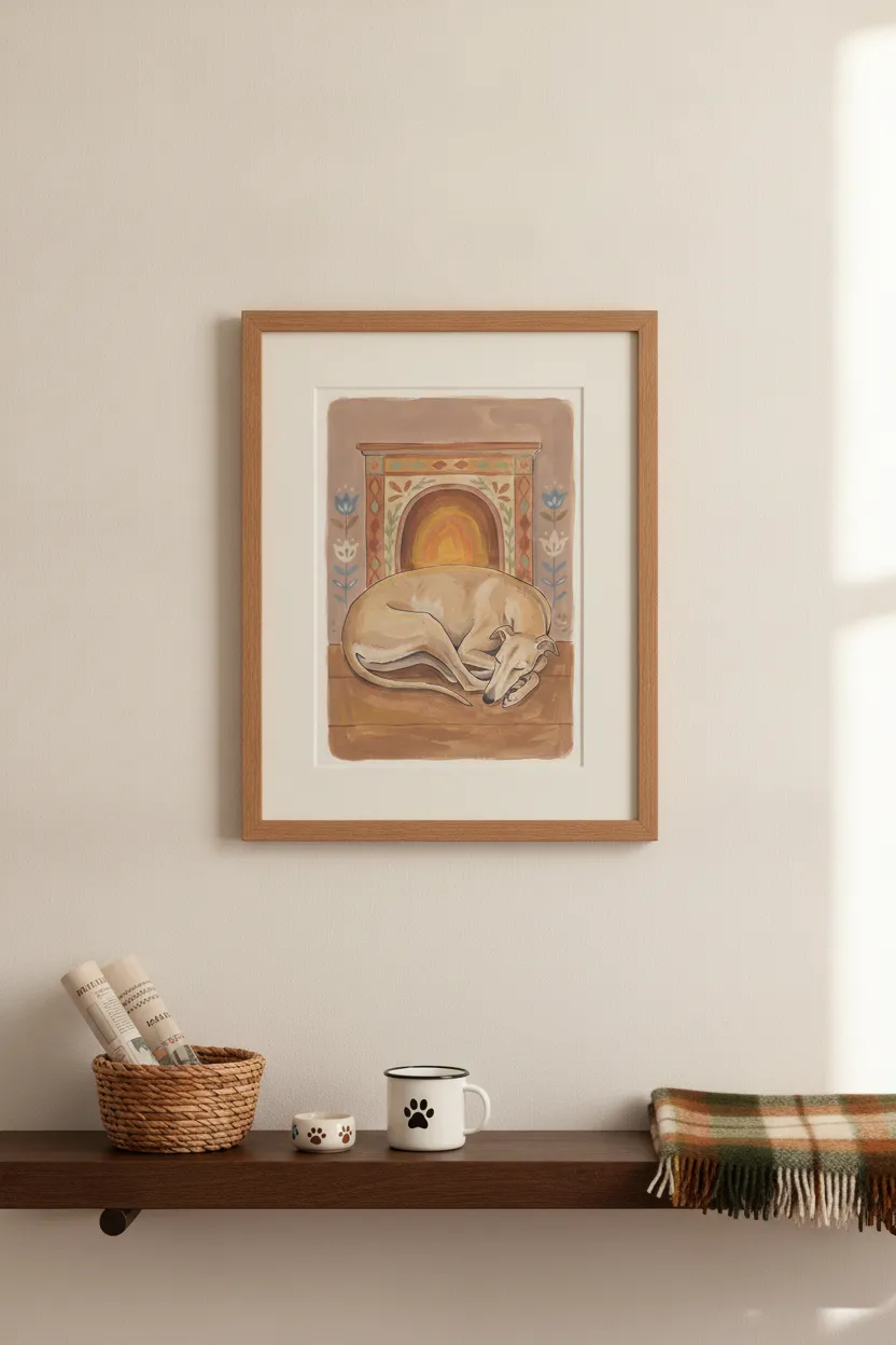 Sleeping Greyhound Fireside Print