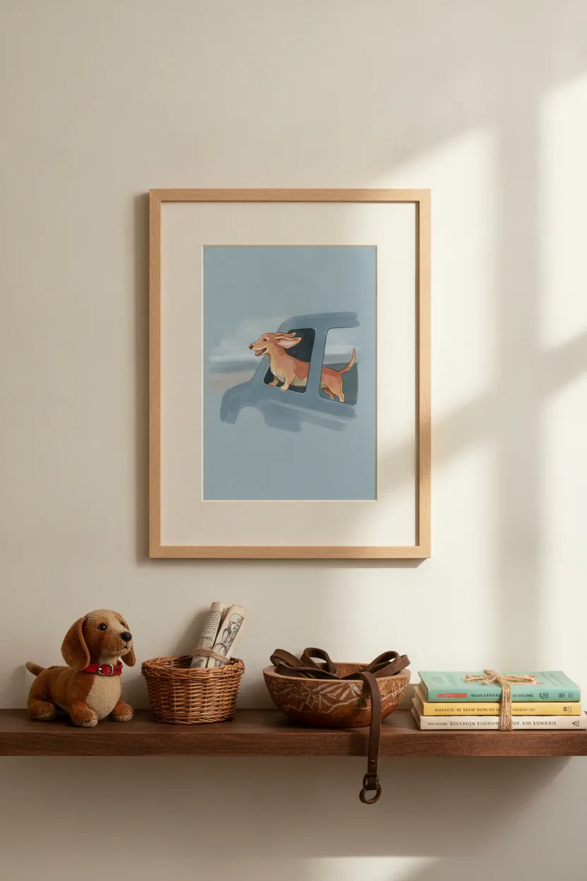 Dachshund in Truck Window Print