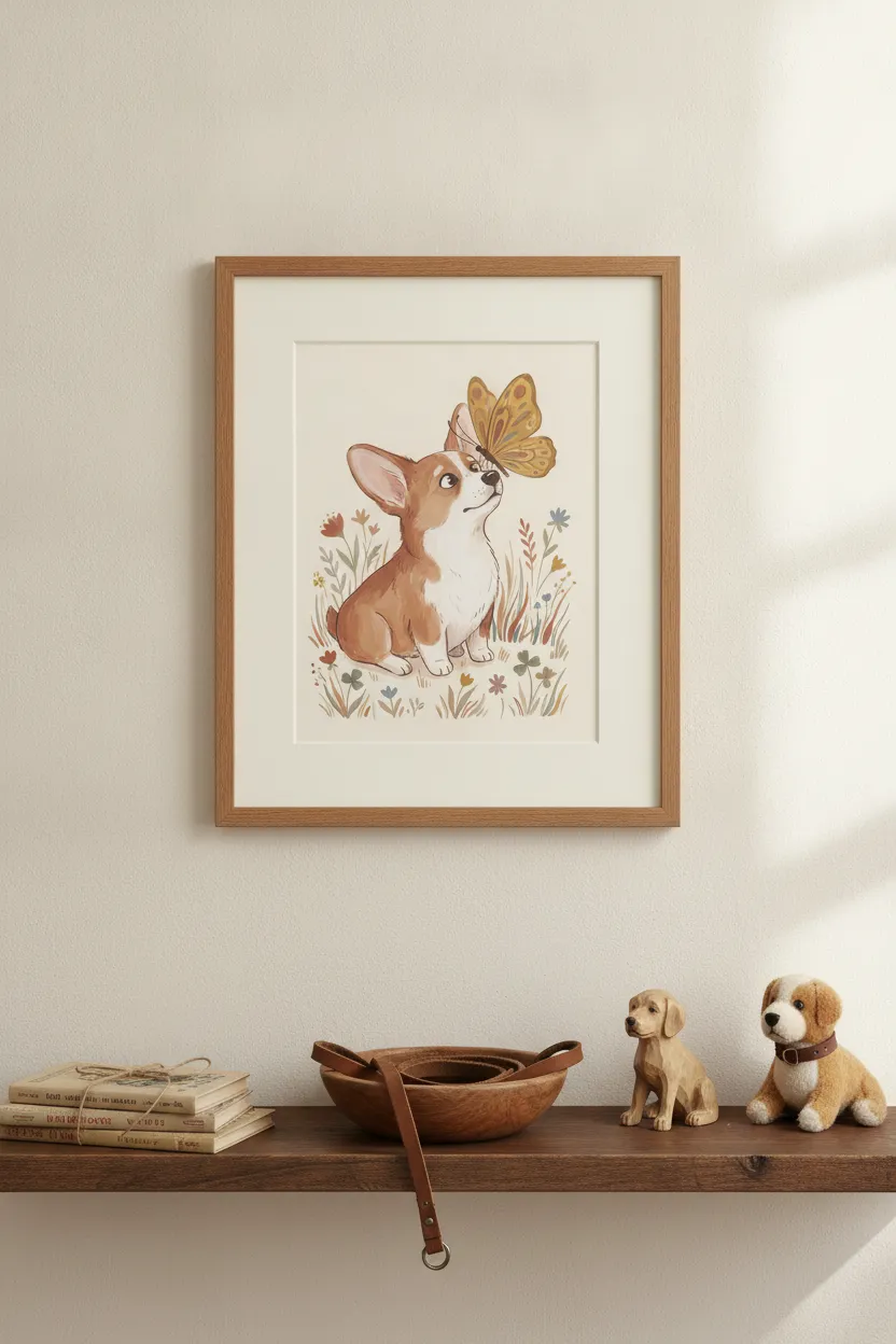 Corgi and Butterfly Print