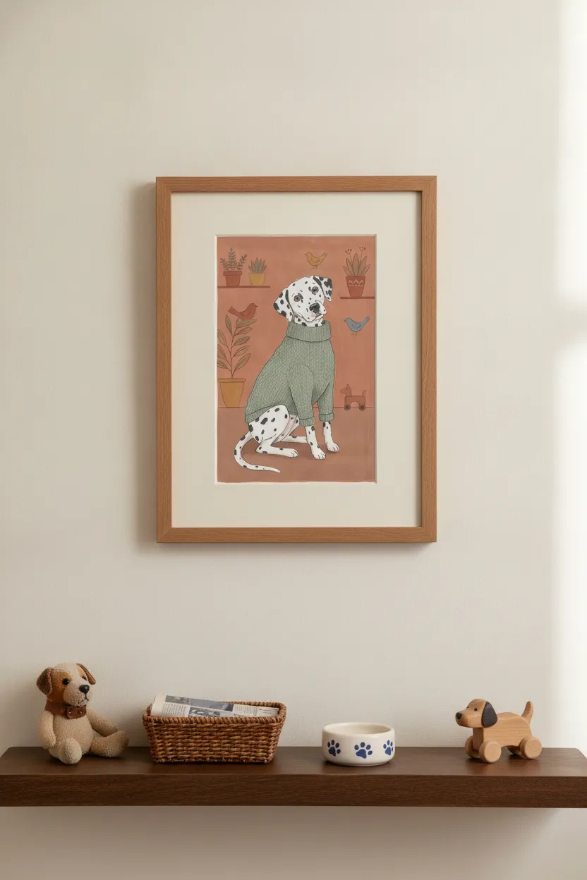 Dalmatian in Green Sweater Print