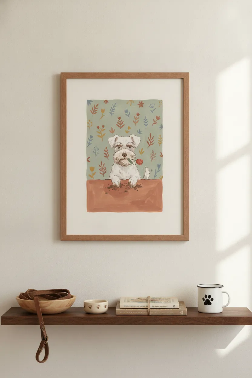Schnauzer Puppy Garden Print