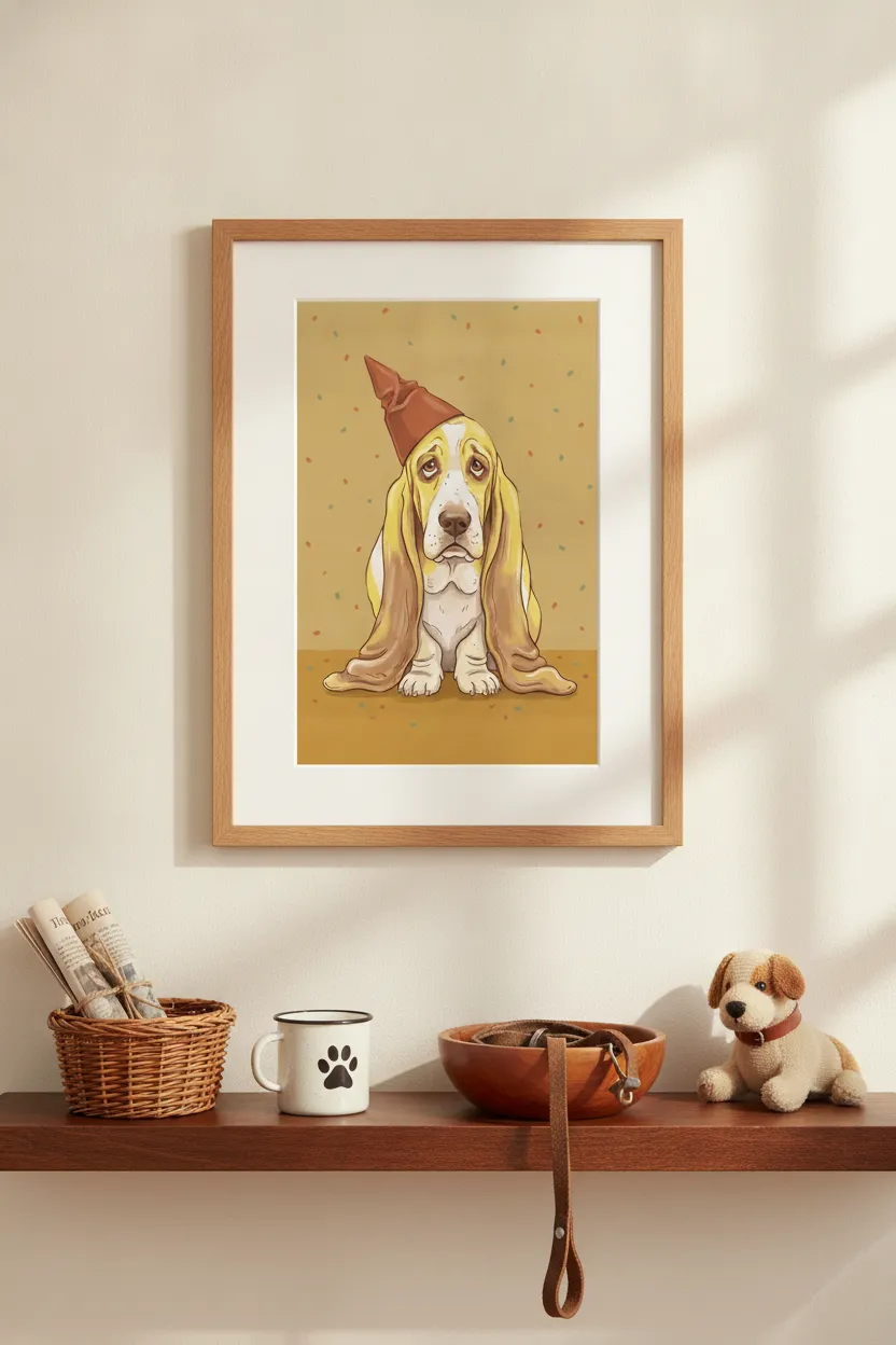 Basset Hound Party Hat Print