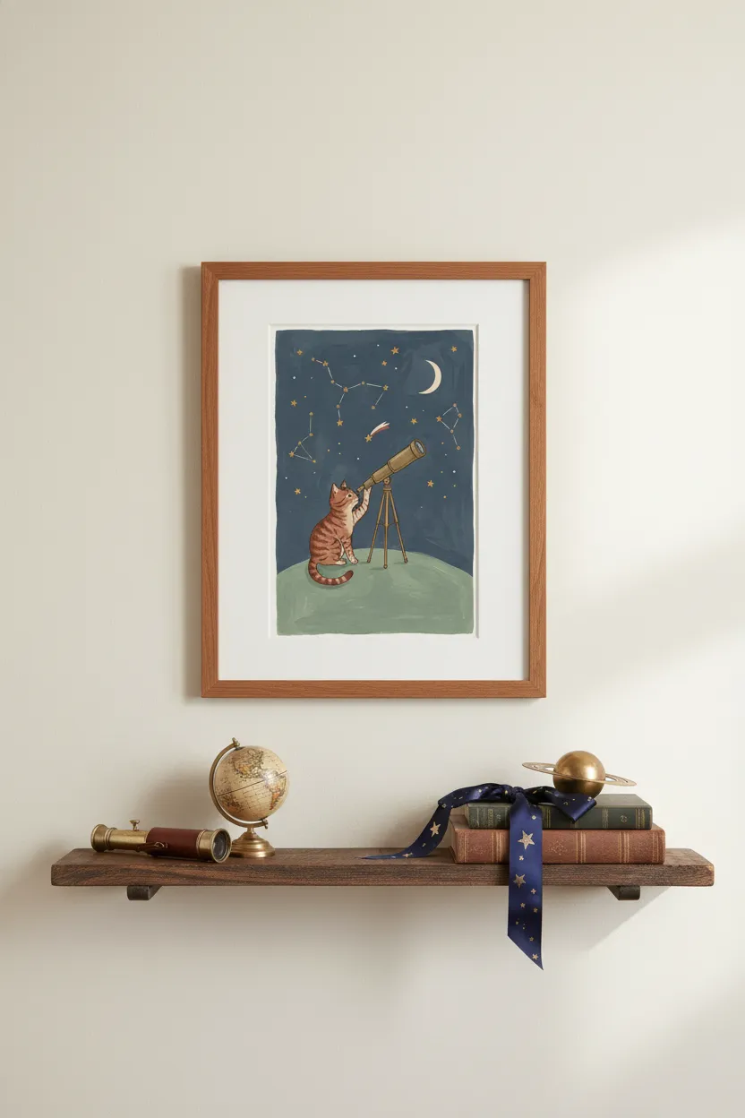 Stargazing Cat Print
