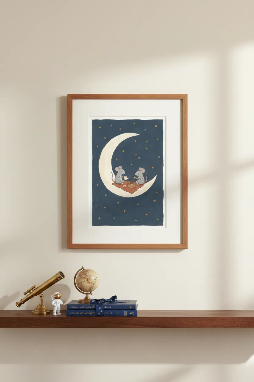 Moon Picnic Mice Print