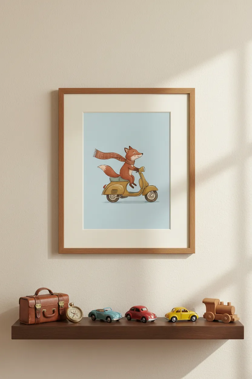 Fox on Scooter Print