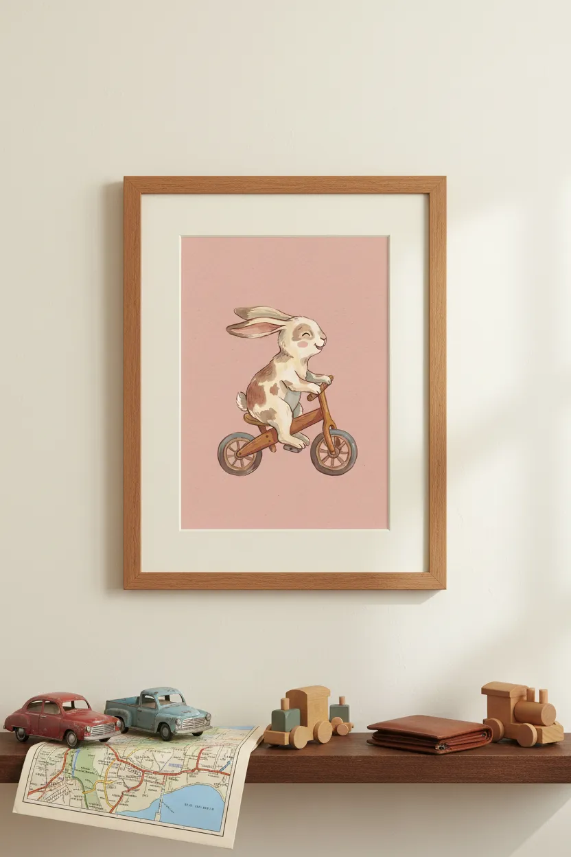 Bunny on Balance Bike Print