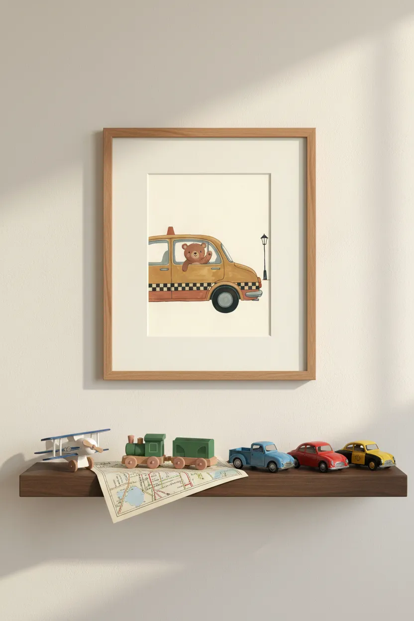 Bear in Yellow Taxi Print