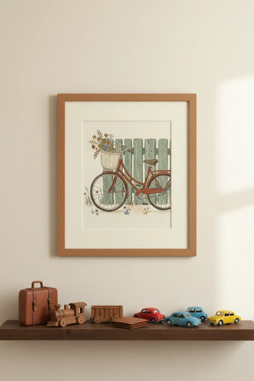 Vintage Red Bicycle Print