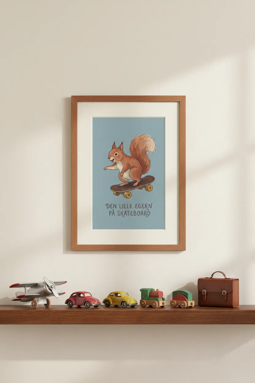 Skateboarding Squirrel Print