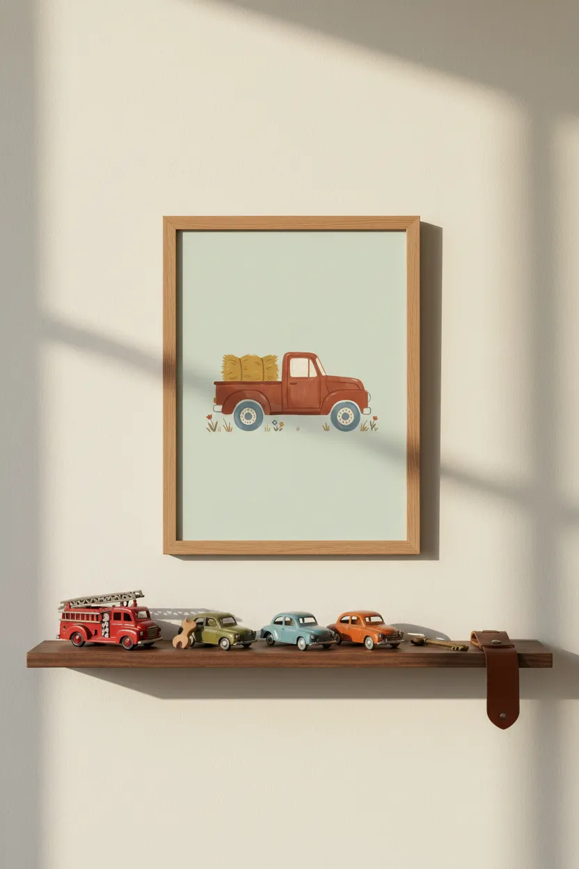 Vintage Red Pickup Truck Print