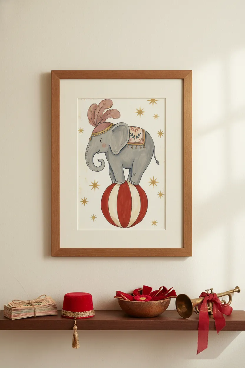 Vintage Circus Elephant Print