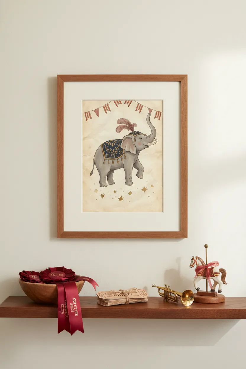 Vintage Circus Elephant Print