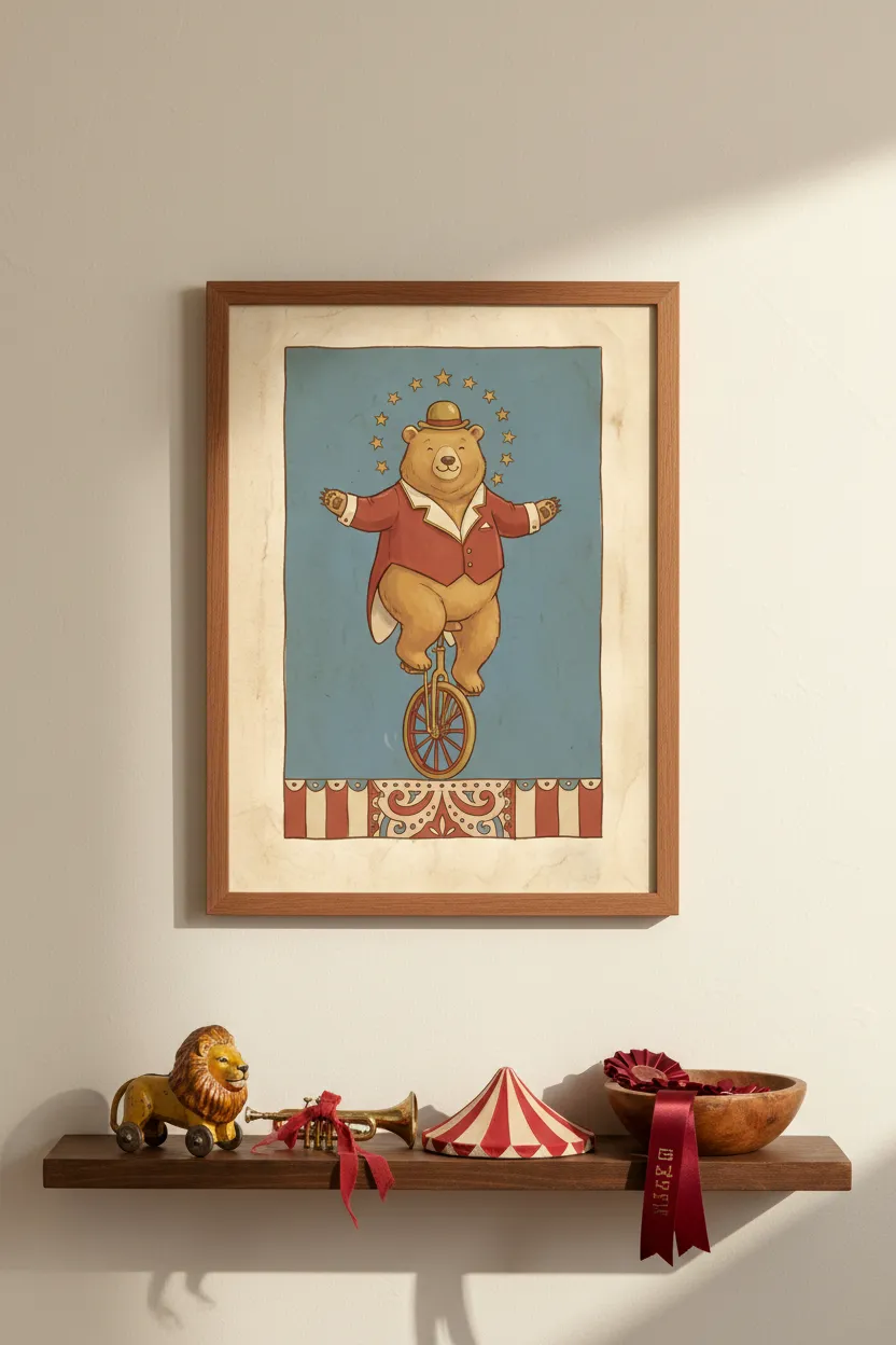 Circus Bear on Unicycle Print