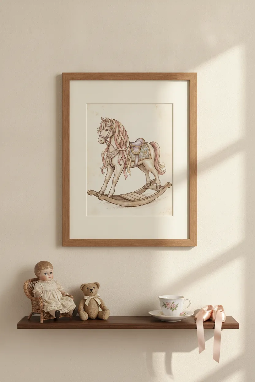 Vintage Rocking Horse Print
