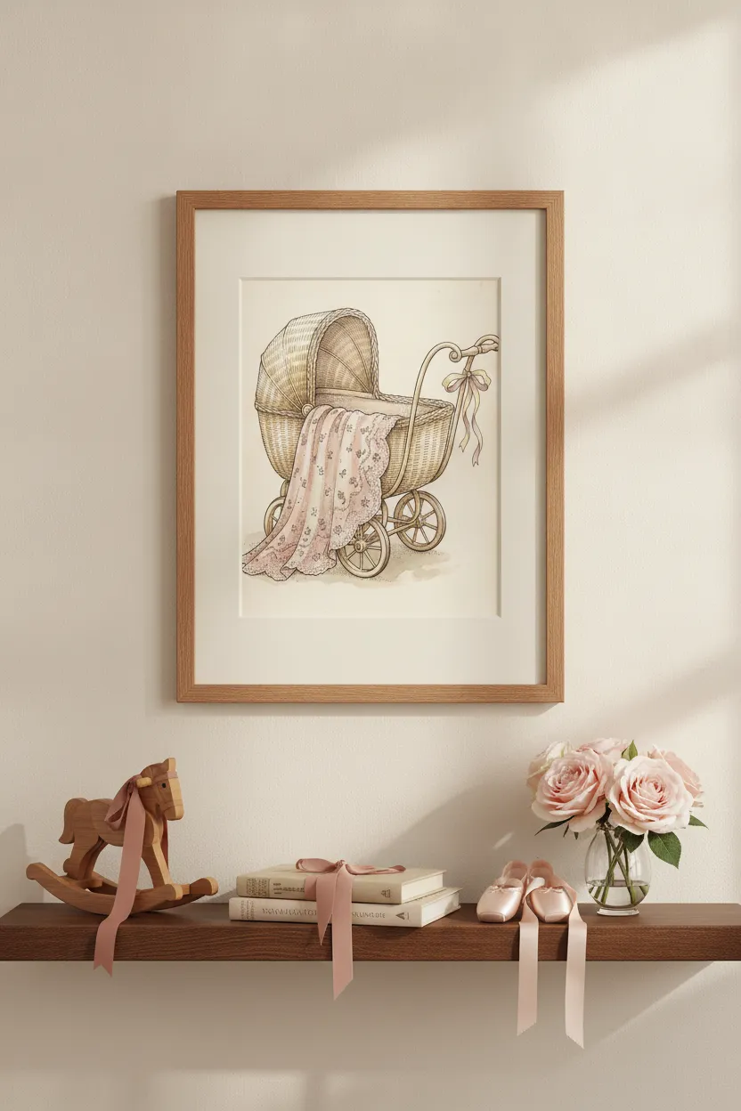 Vintage Wicker Pram Print