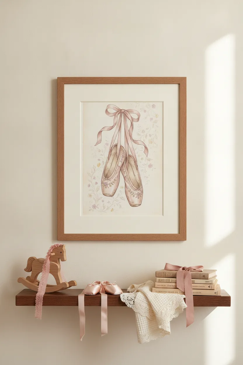 Vintage Ballet Pointe Shoes Print