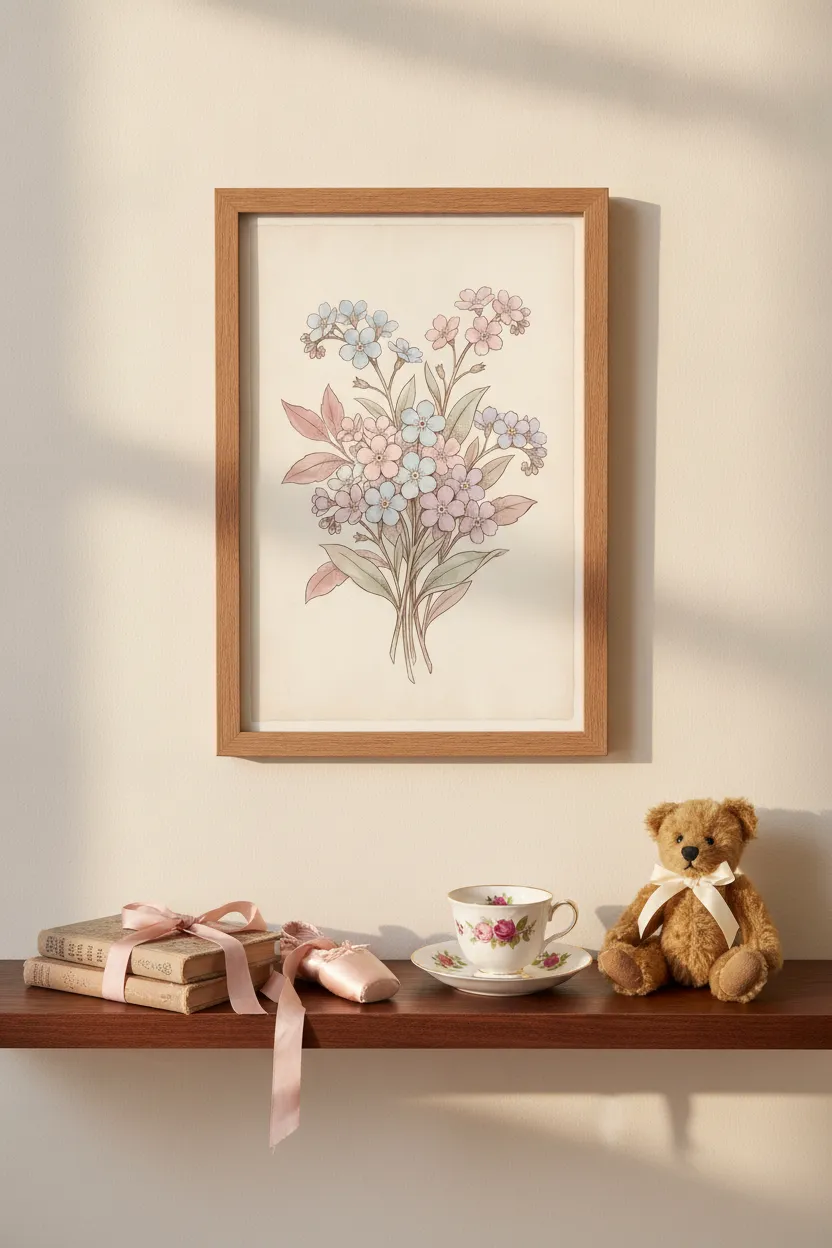 Forget Me Not Bouquet Print