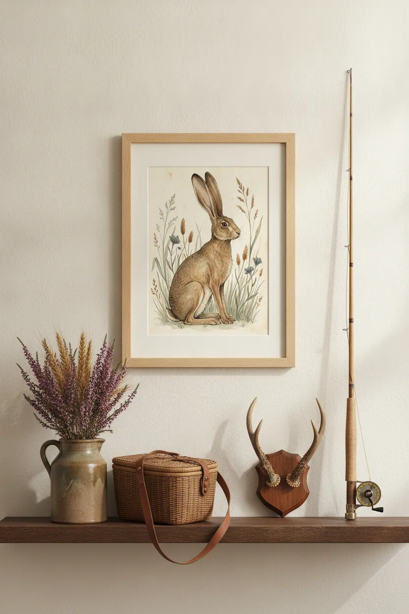 Vintage Brown Hare Print