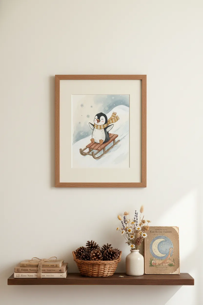 Sledding Penguin Print