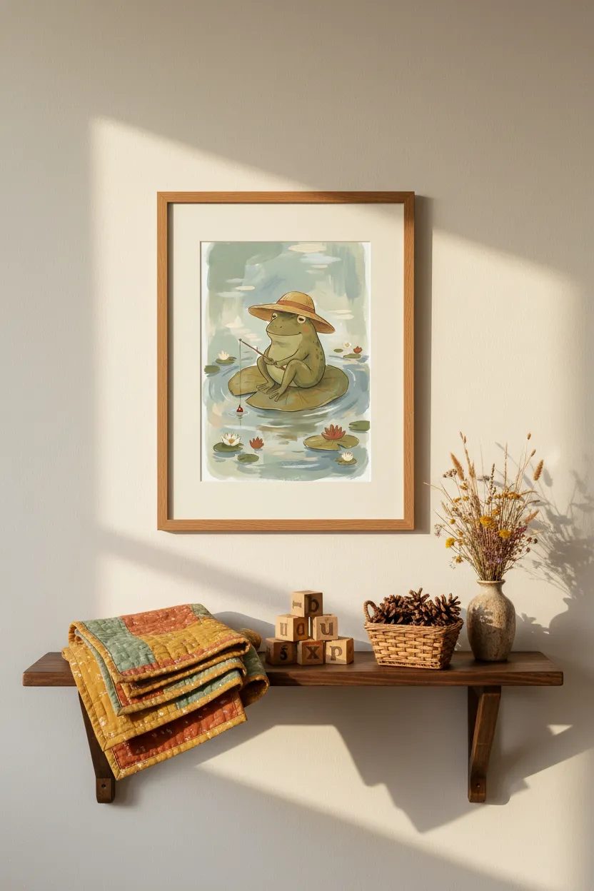 Fishing Frog Print