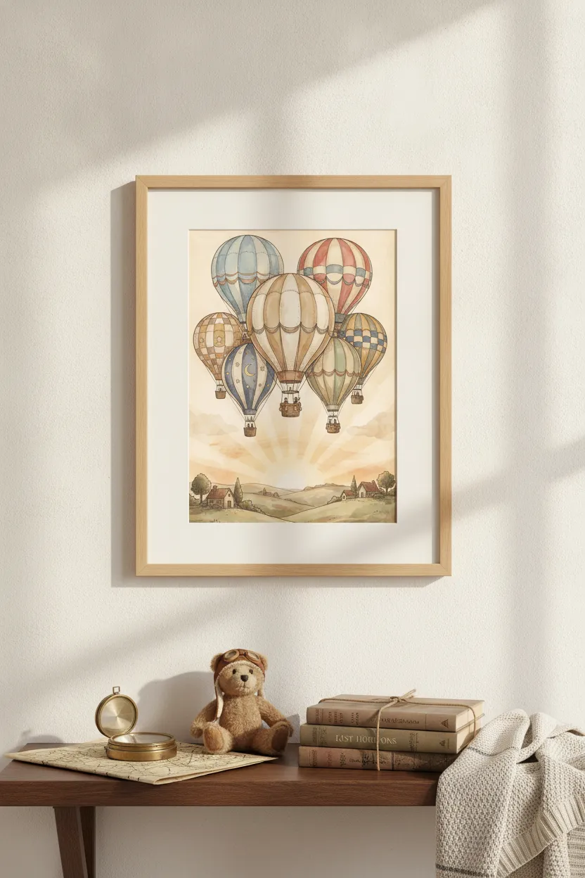 Vintage Hot Air Balloon Print
