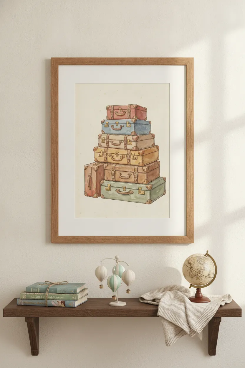 Stacked Vintage Suitcases Print