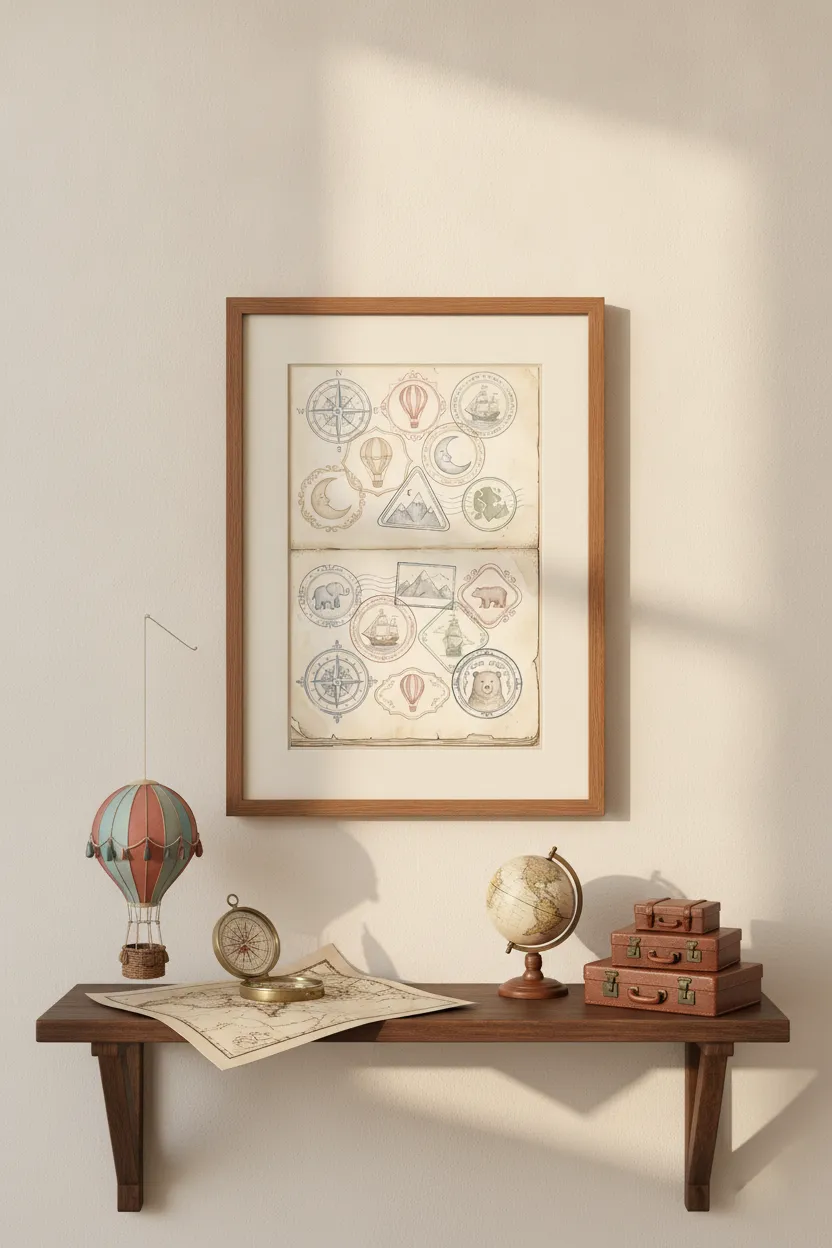 Vintage Passport Stamps Print