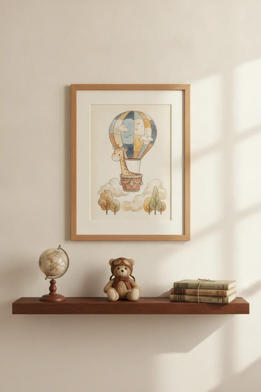 Giraffe Hot Air Balloon Print