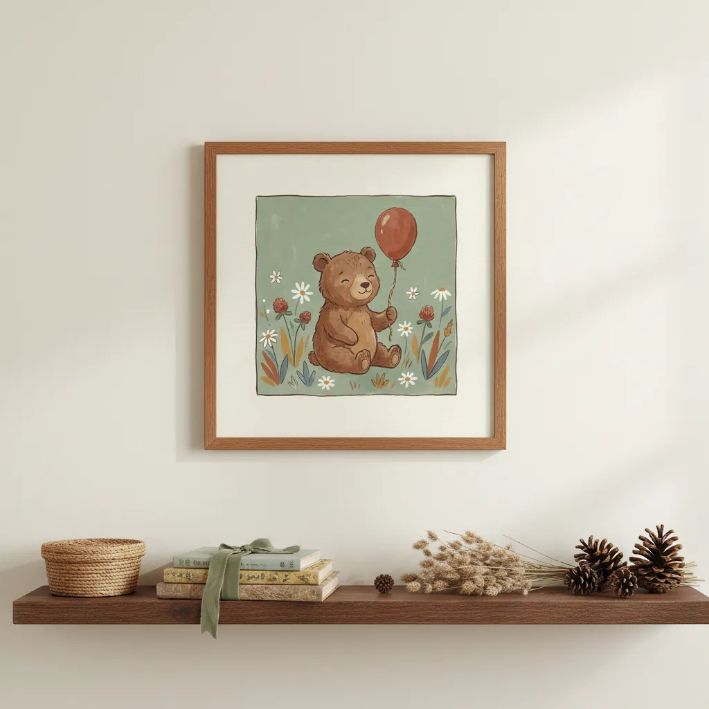 Bear with Red Balloon Print