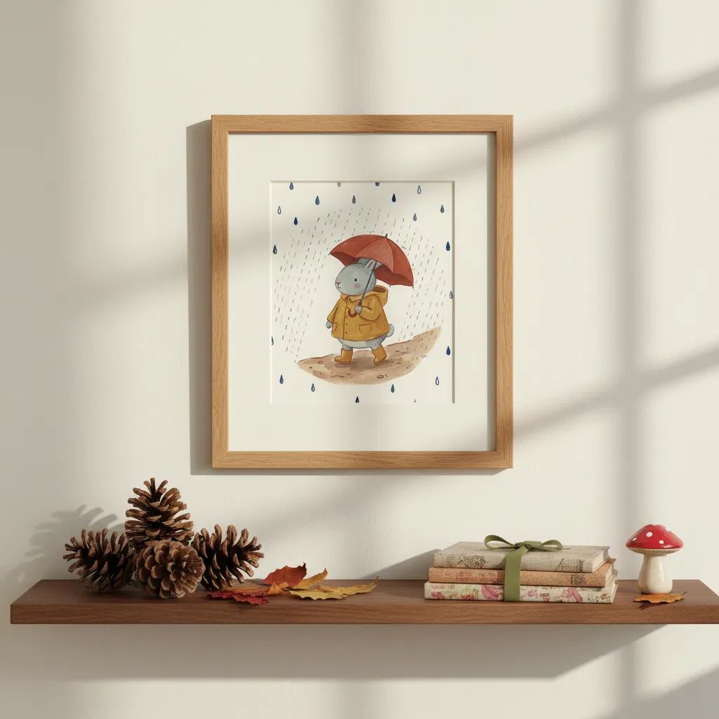 Bunny in Raincoat Print